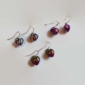 5/$20 - Zebra heart dangle earrings